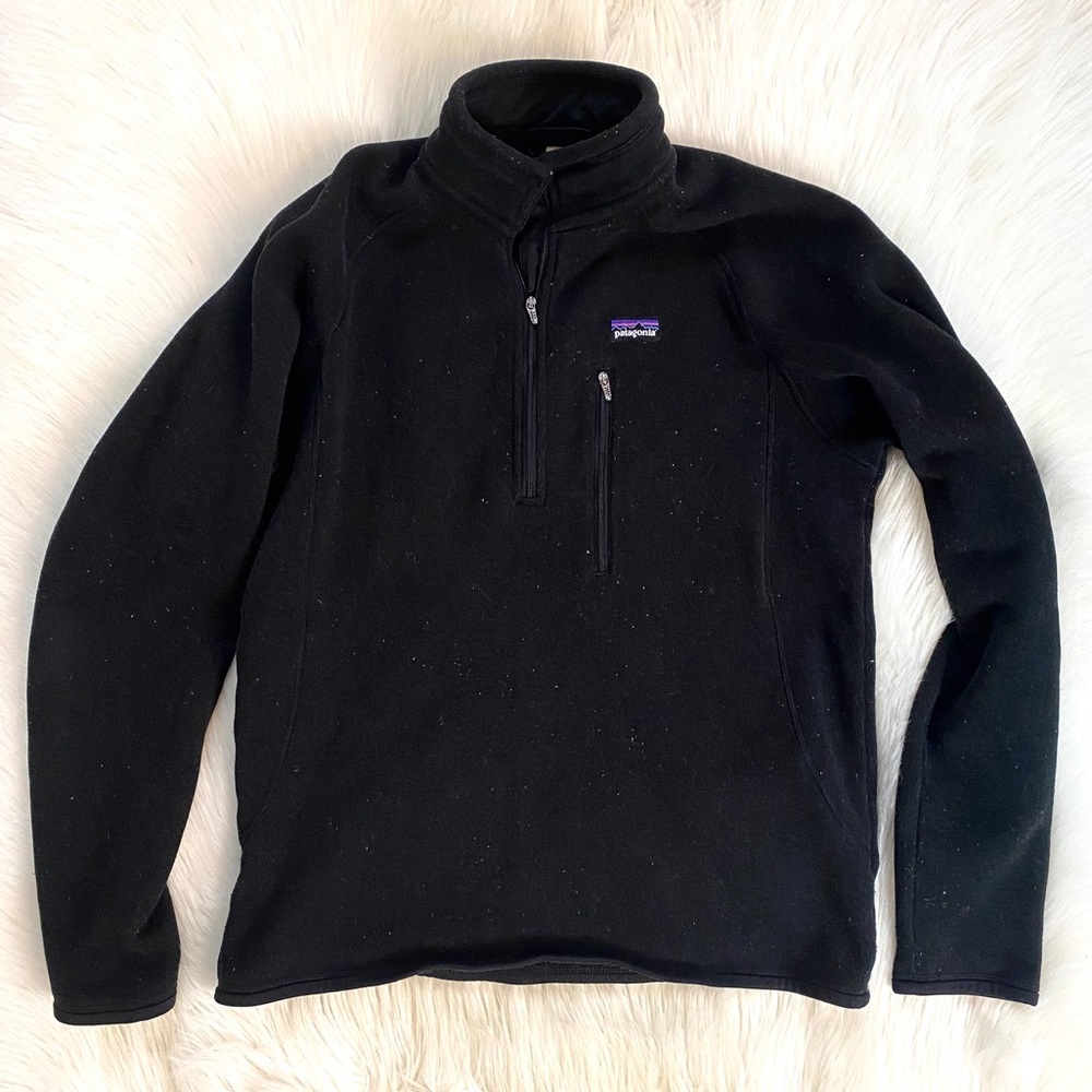 Patagonia Black Quarter Zip Men Size Medium Fleece